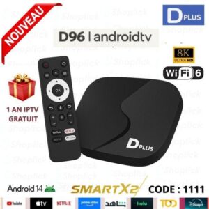 صورة D96 Android TV Box أسود مع جهاز التحكم عن بعد وشعار DPlus 8K Ultra HD Wi-Fi 6