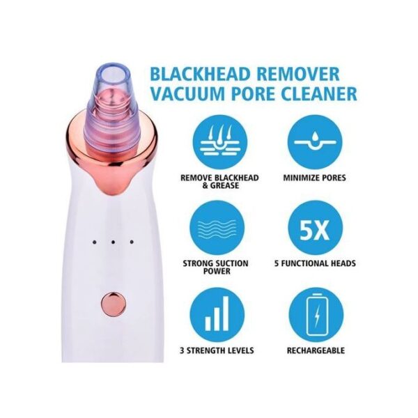 جهاز تنظيف مسام البشرة وشفط الرؤوس السوداء من R Cleaner 5 رؤوس تبديل و 3 مستويات شفط شحن USB - Image 15