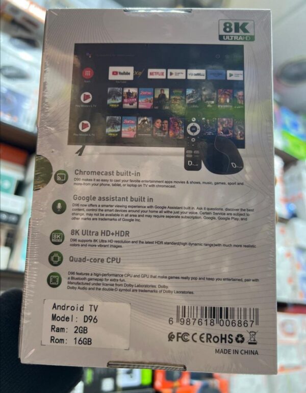 صندوق تلفزيون دي بي أندرويد تي في D96 مع اشتراك IP لمدة 12 شهرًا مجانًا - Image 3