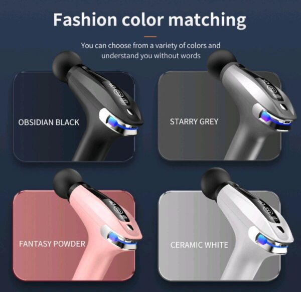 مسدس تدليك عضلات احترافي (fascial gun pro) | 4 رؤوس، 8 مستويات قوة، بطارية 1800mah
