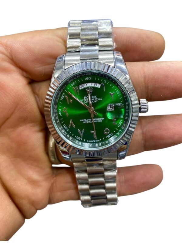 ساعة رجالية معدنية كلاسيكية بمينا عربي Day-Date تصميم أنيق فاخر ومقاوم للصدأ - Image 7